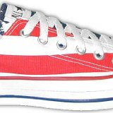 Flag Pattern Chucks  Outside view of a right stars and bars low cut.
