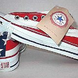 Flag Pattern Chucks  Brand new stars and bars low cut, rear and side views.