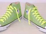 Fluorescent Green HIgh Top Chucks  Flourescent green high tops, with neon yellow laces.