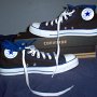 Foldover High Top Chucks  Brand new black and royal blue foldvoer high tops with box, inside patch views with partial rolldown.
