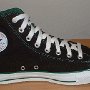 Foldover High Top Chucks  Black and Green Foldover High Top, left inside view.