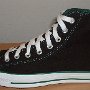 Foldover High Top Chucks  Black and Green Foldover High Top, left outside view.