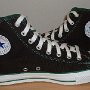 Foldover High Top Chucks  Black and Green Foldover High Tops, inside patch views.