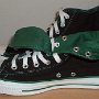 Foldover High Top Chucks  Black and Green Foldover High Tops, side view of foldover.