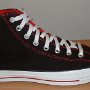 Foldover High Top Chucks  Black and Red Foldover High Top, right outside view.