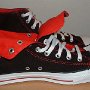 Foldover High Top Chucks  Black and Red Foldover High Tops, side view of foldover.
