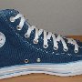 Foldover High Top Chucks  Navy and Light Blue Foldover High Top, left inside patch view.