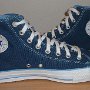 Foldover High Top Chucks  Navy and Light Blue Foldover High Tops, inside patch view.