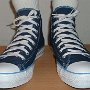 Foldover High Top Chucks  Wearing Navy and Light Blue Foldover High Tops, front view.