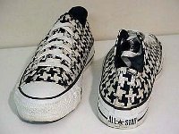 Chucks with Geometric Pattern Uppers  Criss cross low cuts, front and rear views.