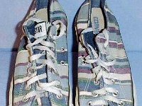 Chucks with Geometric Pattern Uppers  Worn striped pattern low cuts, top view.
