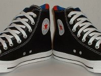 Grateful Dead High Top Chucks  Angled front view of Grateful Dead black high tops.