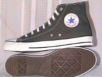 Grey Chucks  Charcoal high tops, inside patch and sole views.