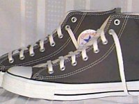 Grey Chucks  Charcoal high tops, opposite side view.