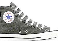 Grey Chucks  Left charcoal high top, inside patch view.