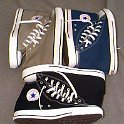 Group Shots of Chucks  Black, brown, and blue high tops.