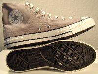 Gull Grey High Top Chucks  Inside patch and sole views of gull grey high tops.