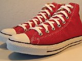 jesterredhi07  Angled side view of jester red high top chucks.