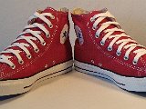 jesterredhi09  Angled front view of jester red high top chucks.