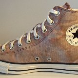 Kava Bliss Washed Canvas High Top Chucks  Inside patch view of a right Kava Bliss high top.