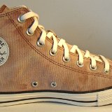 Kava Bliss Washed Canvas High Top Chucks  Inside patch view of a left Kava Bliss high top.