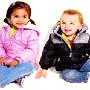 Ads With Little Kids Wearing Chucks  Girl wearing purple strap on chucks and boy wearing blue slip on chucks.