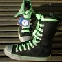 Knee High Chucks  Black and lime green knee hi with matching laces.