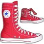 Knee High Chucks  Red knee high with bandana interior, inside patch and folded down views.