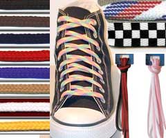 Buy print, weave, narrow and reversible shoelaces.