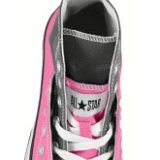 Layer Up High-Low Chucks  Top view of a right charcoal and pink layer up high top.