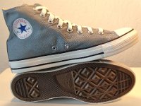 Lead High Top Chucks  Inside patch and sole views of lead high top chucks.