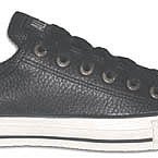 Leather Chucks  Black bomber low cut, side view.