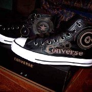 Leather Chucks  Converse century leather high tops.