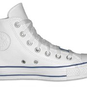 Leather Chucks  White leather monochrome high top, inside patch view.