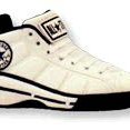 Leather Chucks  White All Star 2000 mid high top, side view.