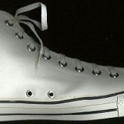 Leather Chucks  White leather high top, inside patch view.