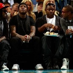 Lil Wayne  Wayne takes in a New Orleans Hornets game.