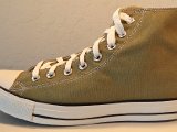 Loden Green High Top Chucks  Outside patch view of a left loden green high top chuck.