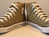 Loden Green High Top Chucks  Angled front view of  lead high top chucks.