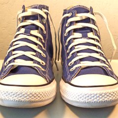 Lightly Worn Royal Blue High Tops, LWH09  Front view of the royal blue high tops.