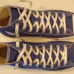 Lightly Worn Royal Blue High Tops, LWH09  Top view of the royal blue high tops.