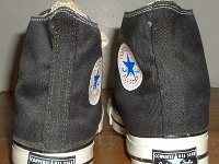 Mark Recob Vintage Chucks Collection  Rear view of black vintage Chuck Taylor All Star high tops with black heel patch.