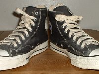 Mark Recob Vintage Chucks Collection  Angled front view of black vintage Chuck Taylor All Star high tops.