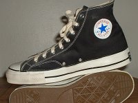 Mark Recob Vintage Chucks Collection  Inside patch and sole views of black vintage Chuck Taylor All Star high tops.