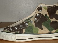 Mark Recob Vintage Chucks Collection  Outside view of a left olive drab camouflage vintage Chuck Taylor All Star.