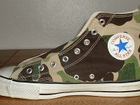 Mark Recob Vintage Chucks Collection  Inside patch view of a right olive drab camouflage vintage Chuck Taylor All Star.