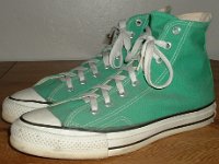 Mark Recob Vintage Chucks Collection  Angled side view of green vintage Chuck Taylor All Star high tops.