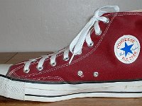 Mark Recob Vintage Chucks Collection  Inside patch view of a right maroon vintage Chuck Taylor All Star.