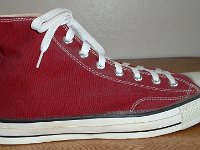 Mark Recob Vintage Chucks Collection  Outside view of a right maroon vintage Chuck Taylor All Star.
