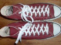 Mark Recob Vintage Chucks Collection  Top view of maroon vintage Chuck Taylor All Star high tops.